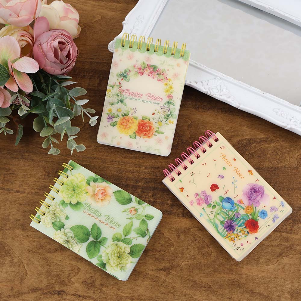 メモ帳 薔薇雑貨 薔薇のリングメモノート かわいい 文具 薔薇柄 ローズ 花柄 おしゃれ 華やか エレガンス エレガント