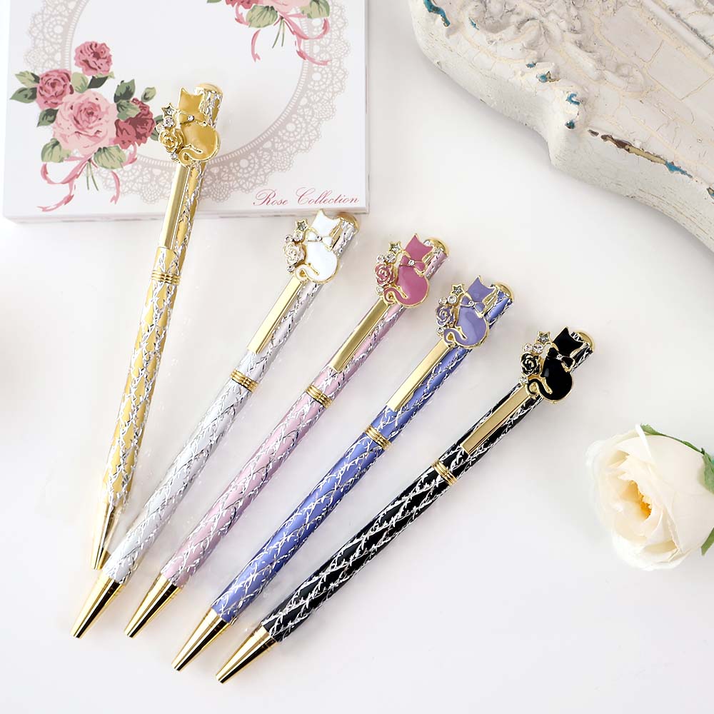 プチギフトボールペン キラキラ スワロフスキー クリスタル 猫&ローズNO,9 薔薇 プレゼント ギフト かわいい 女性 おしゃれ 退職 転勤 異動 お配り 卒...