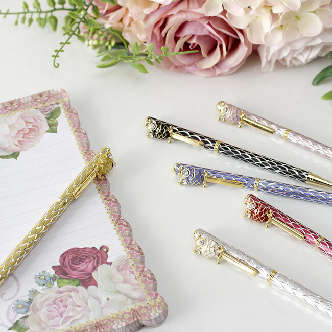 プチギフト ボールペン キラキラ スワロフスキー クリスタル フクロウ 女性 プレゼント ギフト 退職 転勤 異動 卒業 卒園 お礼 お配り 文具 福 雑貨