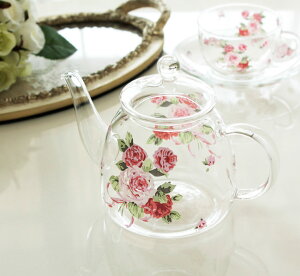 母の日 耐熱ガラス ティーポット ローズヴィーナス耐熱ガラス 日本製 おしゃれ かわいい 薔薇 雑貨 食器 花柄 ポット プレゼント