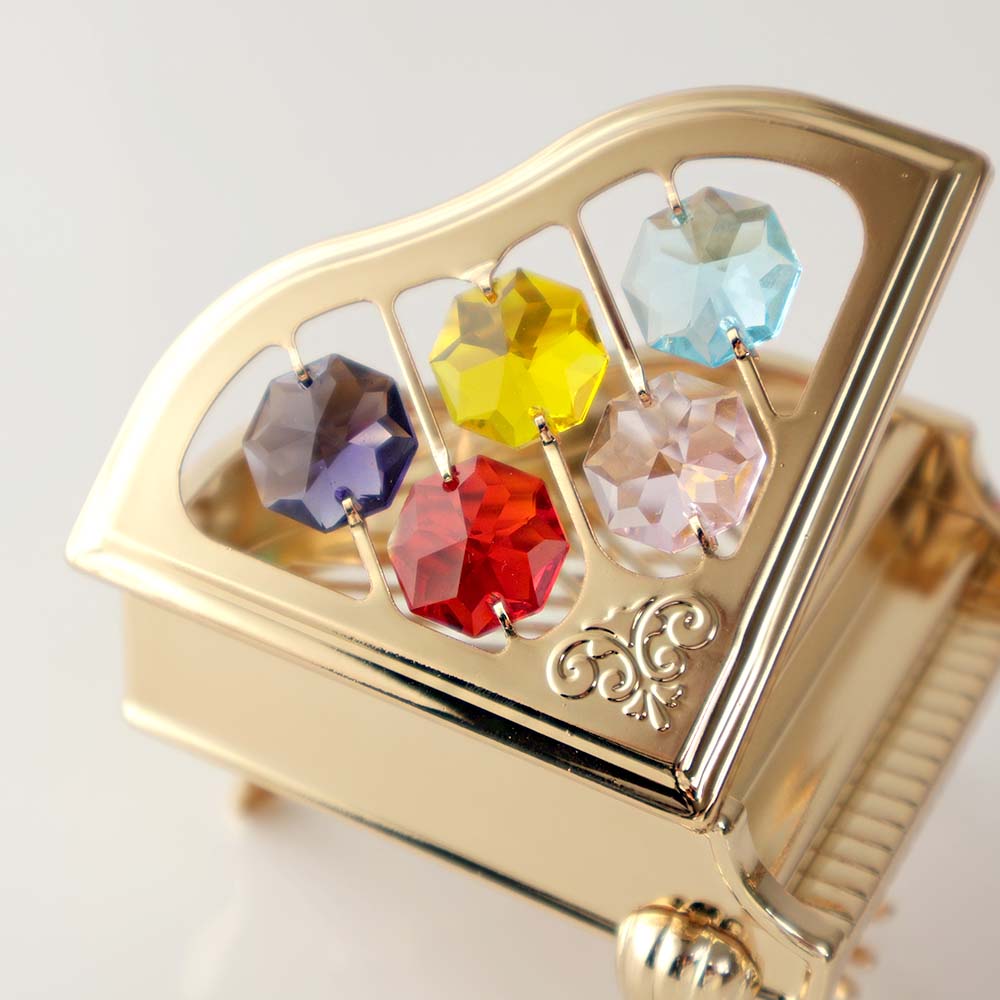 プレゼントギフト 置物 ボヘミア クリスタル ピアノ 楽器 ゴールド オブジェ インテリア おしゃれ キラキラ エレガント お祝い オーナメント 敬老 女性 [2]