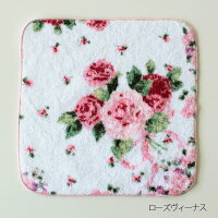 タオルハンカチ薔薇柄/日本製メール便可薔薇雑貨姫系雑貨花柄ピンクかわいい