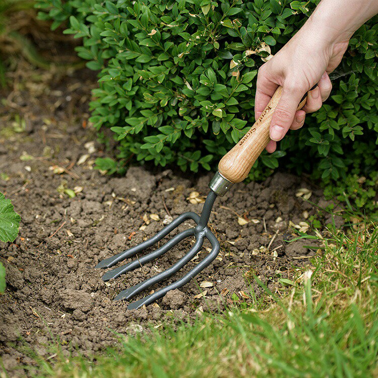 バラ専門店 ザ・ローズショップの【カーボンハンドフォーク】ケント＆ストーRound Tine Hand Fork, Carbon Steel 00379 Kent & Stowe【メーカー直送】｜アングル2