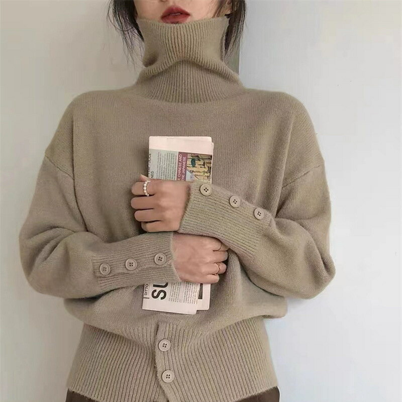 ニットセーター レディース 秋冬 40代 長袖 ニットトップス 無地 セーター ハイネック 無地セーター ゆったりプルオーバー おしゃれ カジュアル 着痩せ オシャレ