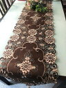 ブラウン≫40X180cm カットワーク刺繍/テーブルランナーbrown