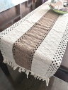 値下げセール 綿と麻の織り テーブルランナー30X180cm ベージュ