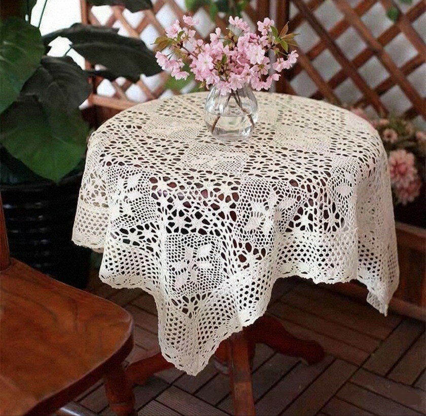 レース編み　テーブルクロス85X85cm テーブルコーディネート ベージュ　＃623*