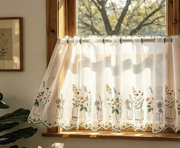 楽天市場】カフェカーテン 刺繍の通販