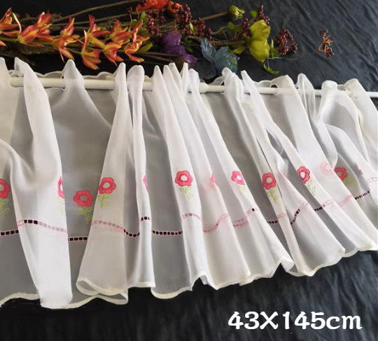 カフェカーテン　145X43cm　小花　ピンク　カーテン　新入荷