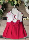 可愛らしい袴風スタイ キッズ、ベビー 女の子用 よだれがけ レッド NEW2