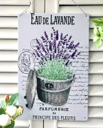 紫色のラベンダーの花　シリーズ／20X30cm ブリキ看板 アートパネル 壁掛け