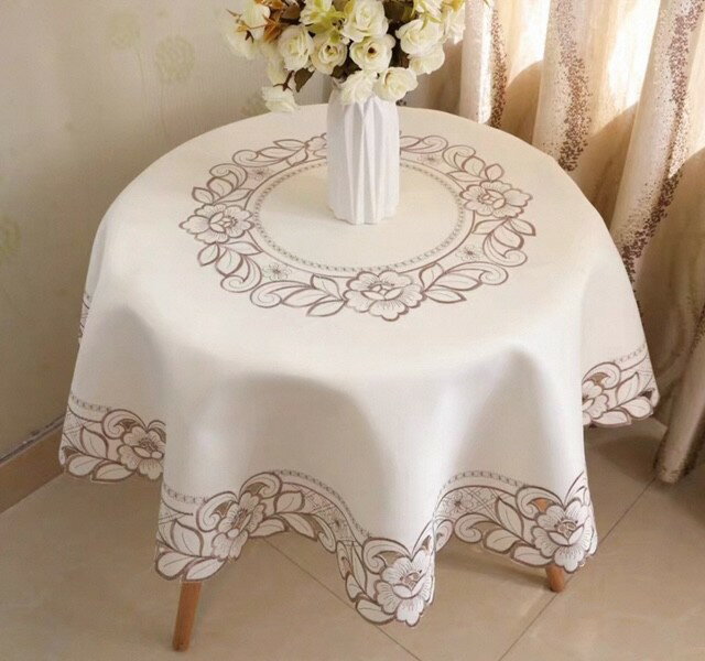 北欧スタイルのデザイン120cm　円形テーブルクロス　＃012 ベージュ