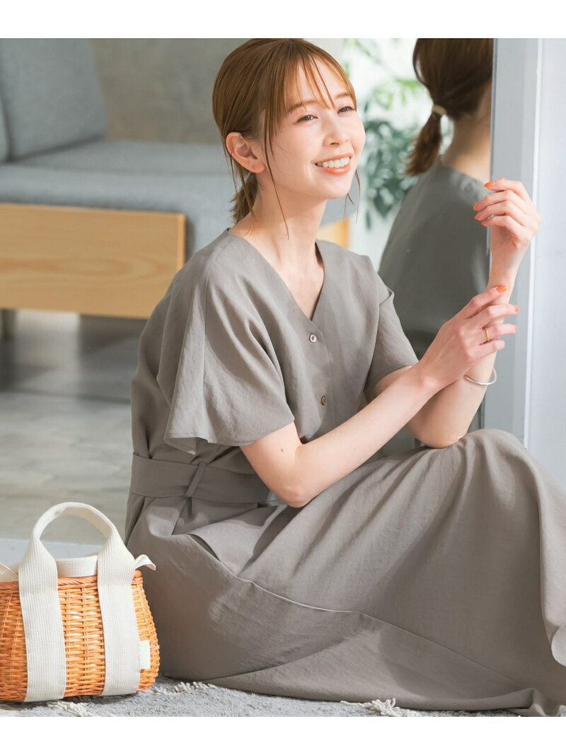 【SALE／20%OFF】『UR TECH DRYLUXE』ブイネックフレアースリーブワンピース ROSSO アーバンリサーチロッソ ワンピース・ドレス ワンピース グレー ブルー ネイビー【RBA_E】【送料無料】[Rakuten Fashion]のサムネイル
