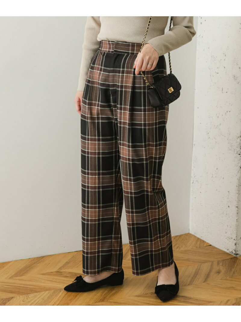 【SALE／20%OFF】F by ROSSO チェックタックワイドパンツ URBAN RESEARCH ROSSO アーバンリサーチロッソ パンツ その他のパンツ ブラウン グレー【RBA_E】【送料無料】[Rakuten Fashion]のサムネイル