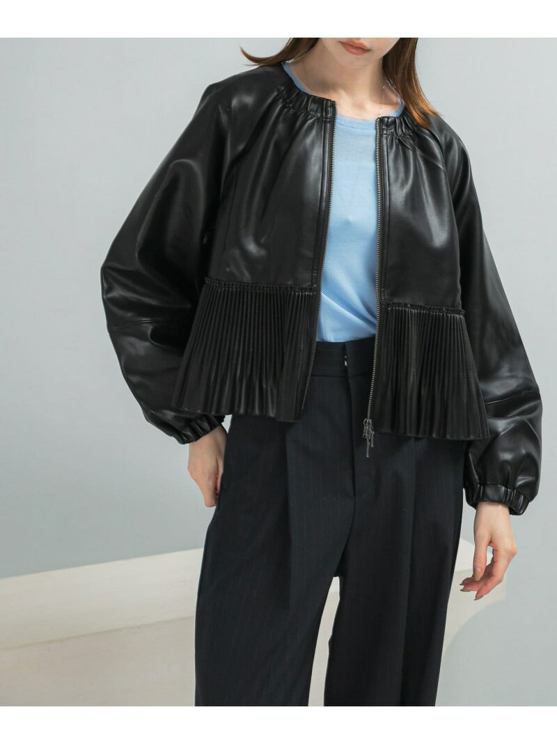 MARILYN MOON eco leather pleats jacket URBAN RESEARCH ROSSO アーバンリサーチロッソ ジャケット・アウター ブルゾン・ジャンパー ブラック【送料無料】[Rakuten Fashion]