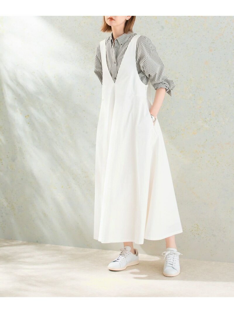 【SALE／50%OFF】Vネックジャンパードレス URBAN RESEARCH ROSSO アーバンリサーチロッソ ワンピース・ドレス ワンピース ブラウン ホワイト ベージュ【RBA_E】【送料無料】[Rakuten Fashion]