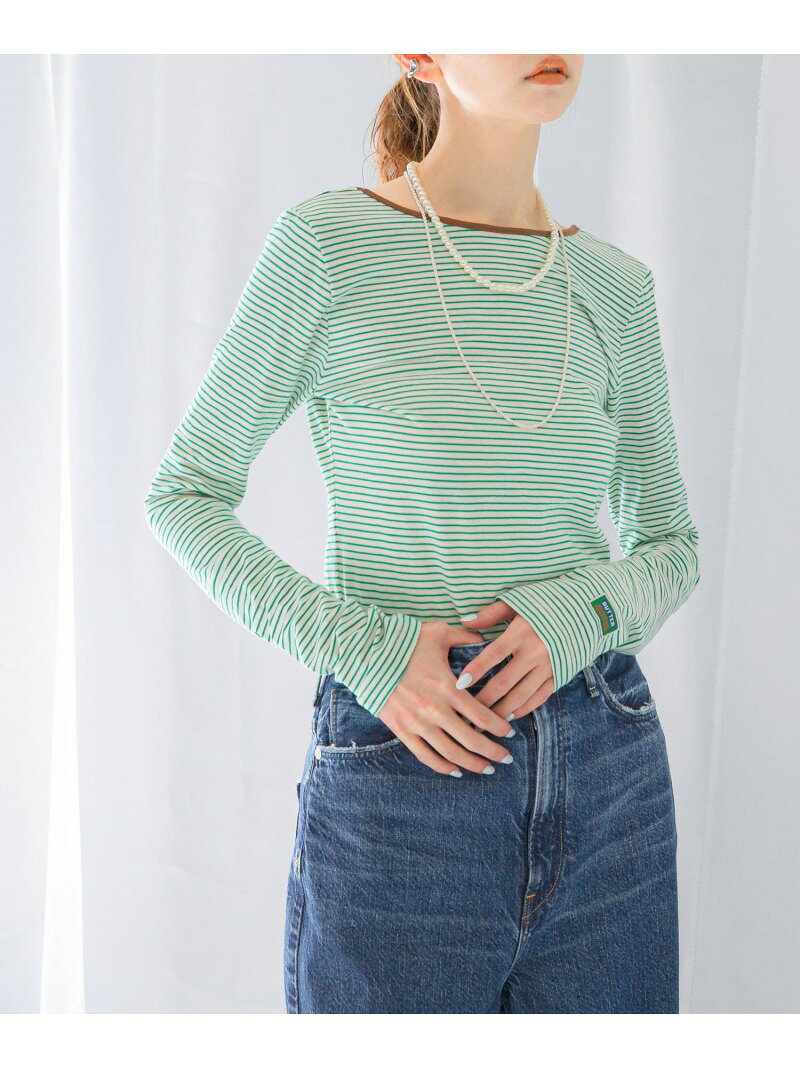 【SALE／50%OFF】GREEN BUTTER Two-way Stripe Patch T-shirts URBAN RESEARCH ROSSO アーバンリサーチロッソ トップス カットソー・Tシャツ レッド グリーン ブルー ブラック【RBA_E】【送料無料】[Rakuten Fashion]