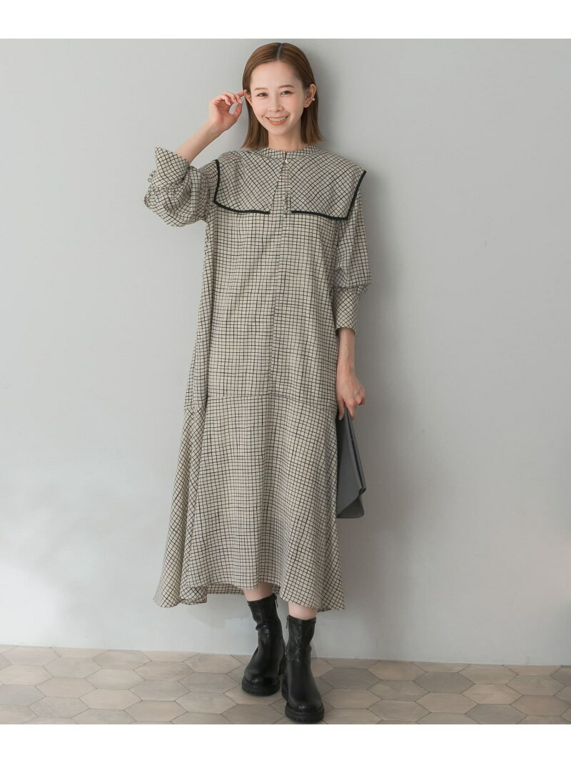 バイカラーチェックデザインワンピース ROSSO アーバンリサーチロッソ ワンピース・ドレス ワンピース ホワイト ブラック【送料無料】[Rakuten Fashion]のサムネイル