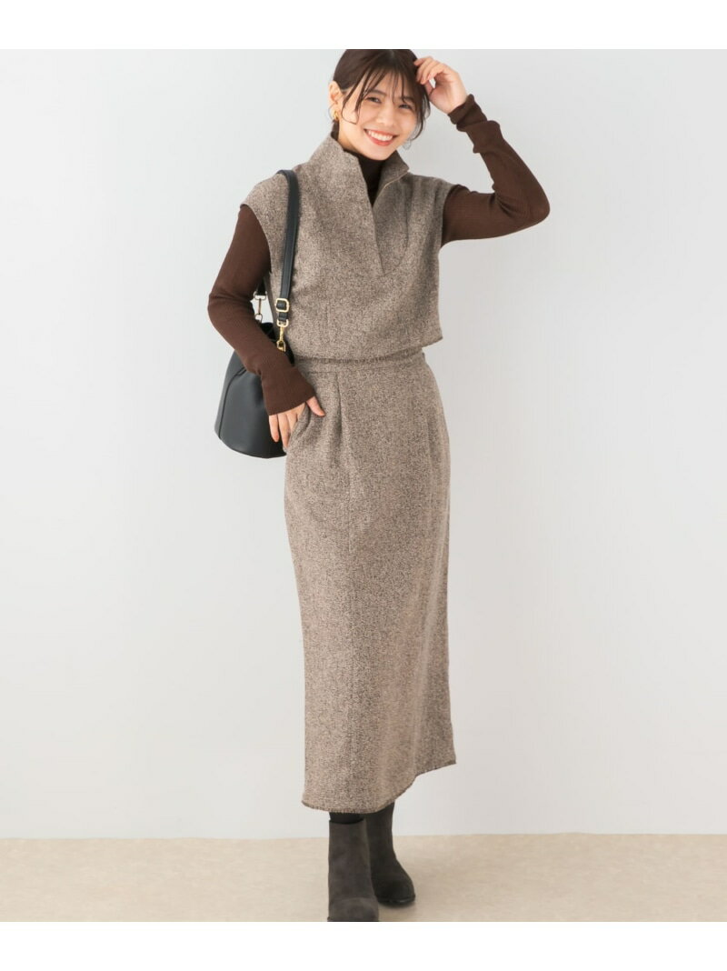 F by ROSSO ツイードハーフZIPプルオーバー+スカート URBAN RESEARCH ROSSO アーバンリサーチロッソ スーツ・フォーマル セットアップスーツ ベージュ ブラック【先行予約】*【送料無料】[Rakuten Fashion]