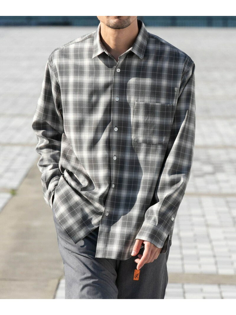 ジョンメイソンスミス オンブレチェックオープンカラーレーヨンシャツ M ジョンメイソンスミス オンブレチェックオープンカラーレーヨン