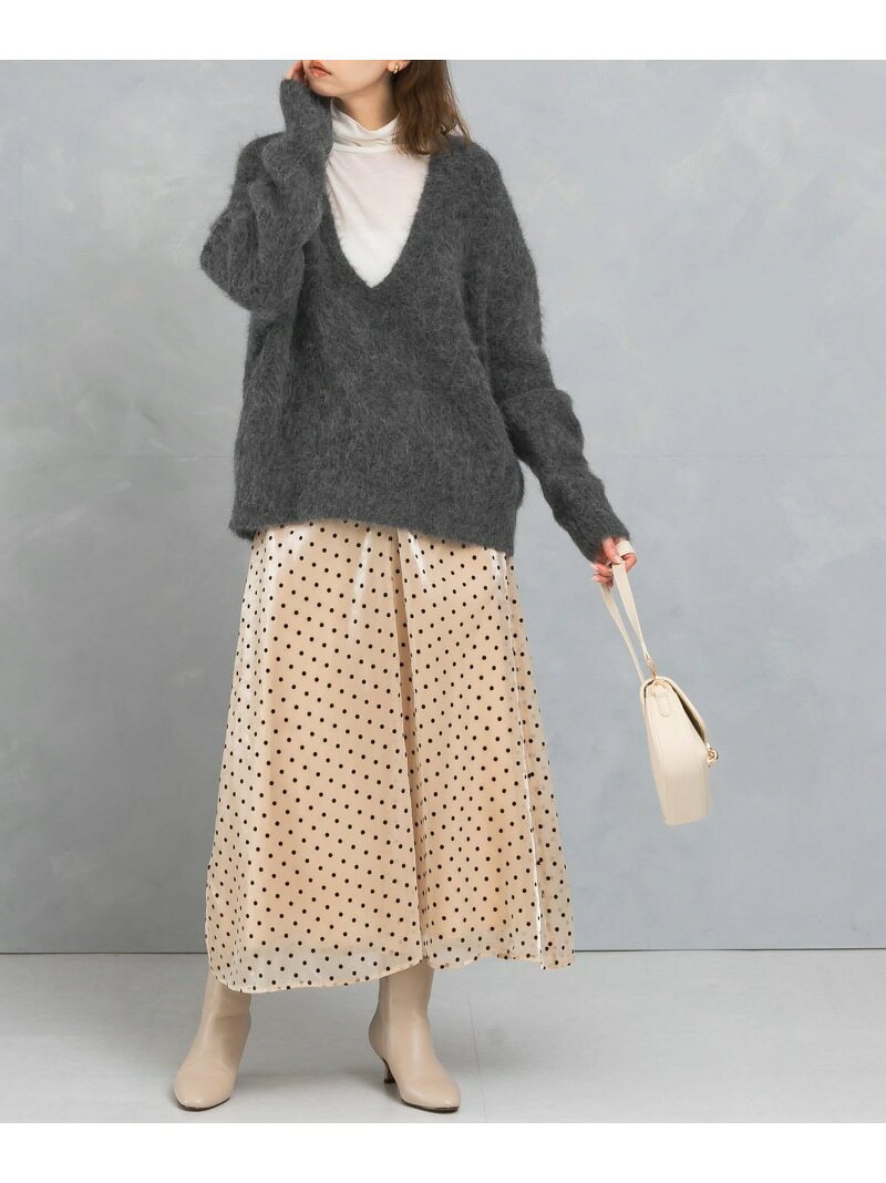 【SALE／50%OFF】ドットフロッキーフレアスカート URBAN RESEARCH ROSSO アーバンリサーチロッソ スカート その他のスカート ブラック ベージュ【RBA_E】【送料無料】[Rakuten Fashion]