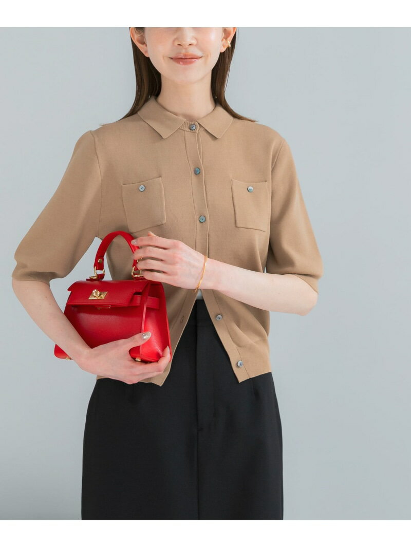 Rakuten - 襟付コンパクト5分袖カーディガン URBAN RESEARCH ROSSO アーバンリサーチロッソ トップス カーディガン レッド ネイビー ベージュ【送料無料】[Rakuten Fashion]