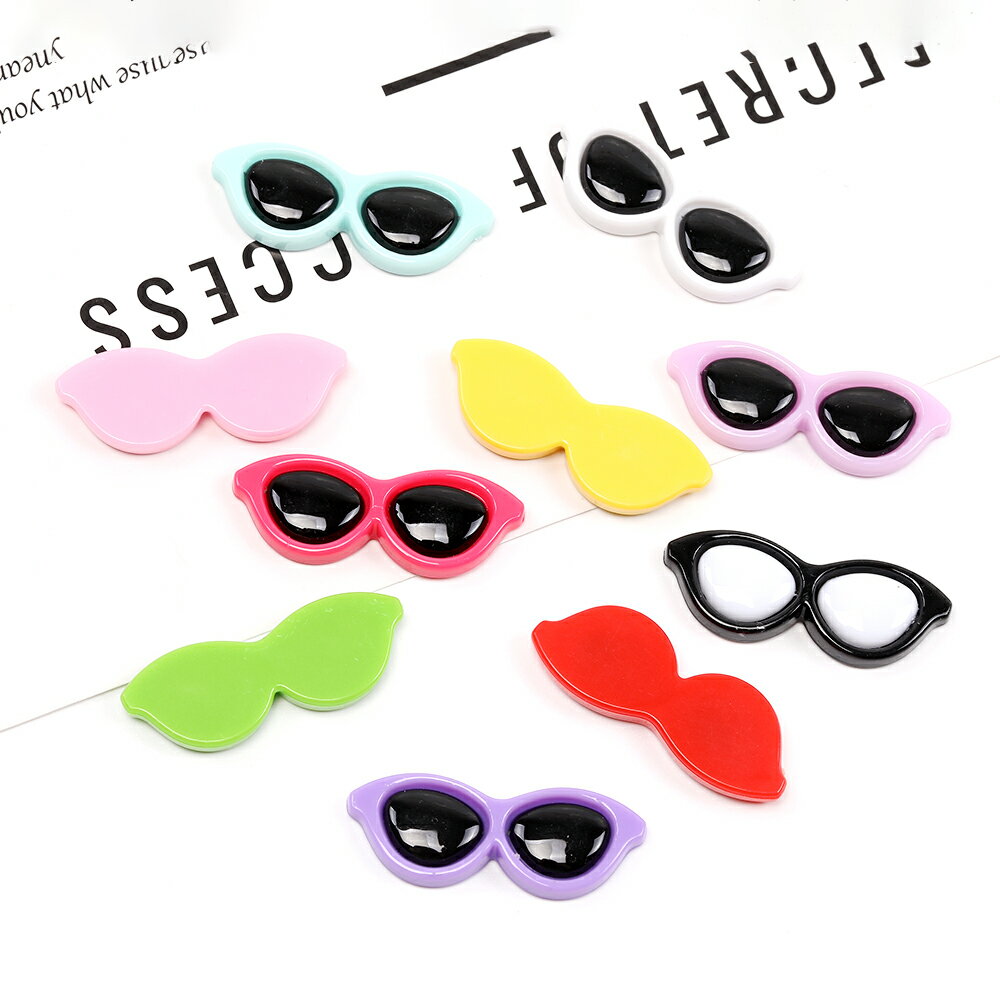 貼付けパーツ アクリル製 立体サングラスパーツ メガネモチーフデコパーツ アソート 約15×40mm（10ヶ）