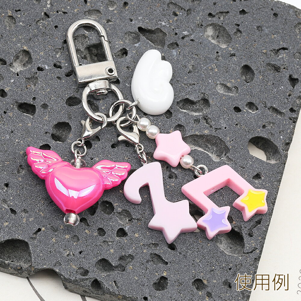 アクリルビーズ 天使の羽 ハートモチーフ 光沢感 カラフル カラーランダム 約17×30mm（6ヶ）の商品画像 3