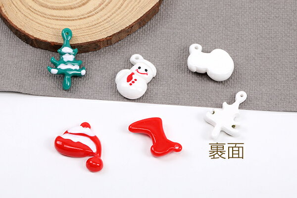 クリスマスチャーム 樹脂チャーム 雪だるま クリスマスツリー ブーツ サンタ帽子