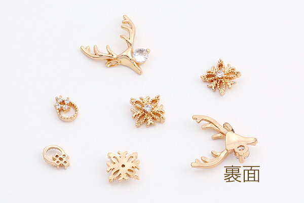 高品質ネイルパーツ メタルネイルパーツ ジルコニア付き 全3種 ゴールド