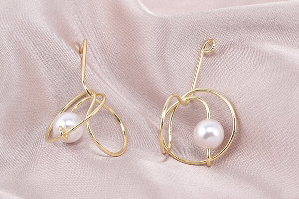 メタルチャーム ワイヤーチャーム デザインC パール付き ゴールド【2ヶ】