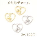 メタルチャーム メタルハートチャーム ハート型 さくらんぼ チェリー 21×23mm(2ヶ)