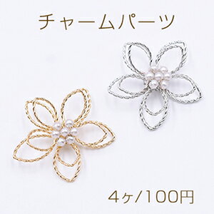 フラワーパーツ 立体ワイヤーフラワーパーツ 接続パーツ 五弁花 パール花芯 五弁花B 30×30mm (4ヶ) フラワーパーツ 立体ワイヤーフラワーパーツ 接続パーツ 五弁花 パール花芯 五弁花B 30×30mm (4ヶ)