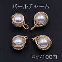 パールチャーム 10×16mm ゴールド/ホワイト