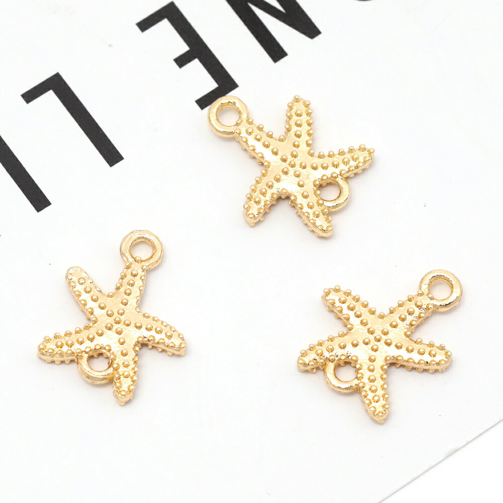 デザインコネクター ヒトデモチーフ マリンチャーム ジョイントパーツ 接続金具 連結パーツ 2カン 約12×14mm（6ヶ）