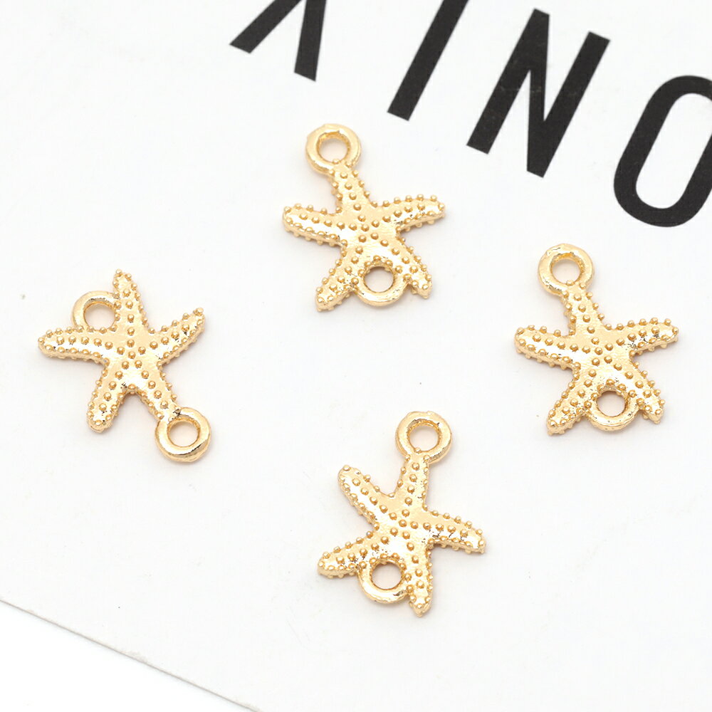 デザインコネクター ヒトデモチーフ マリンチャーム ジョイントパーツ 接続金具 連結パーツ 2カン 約9×11mm（6ヶ）