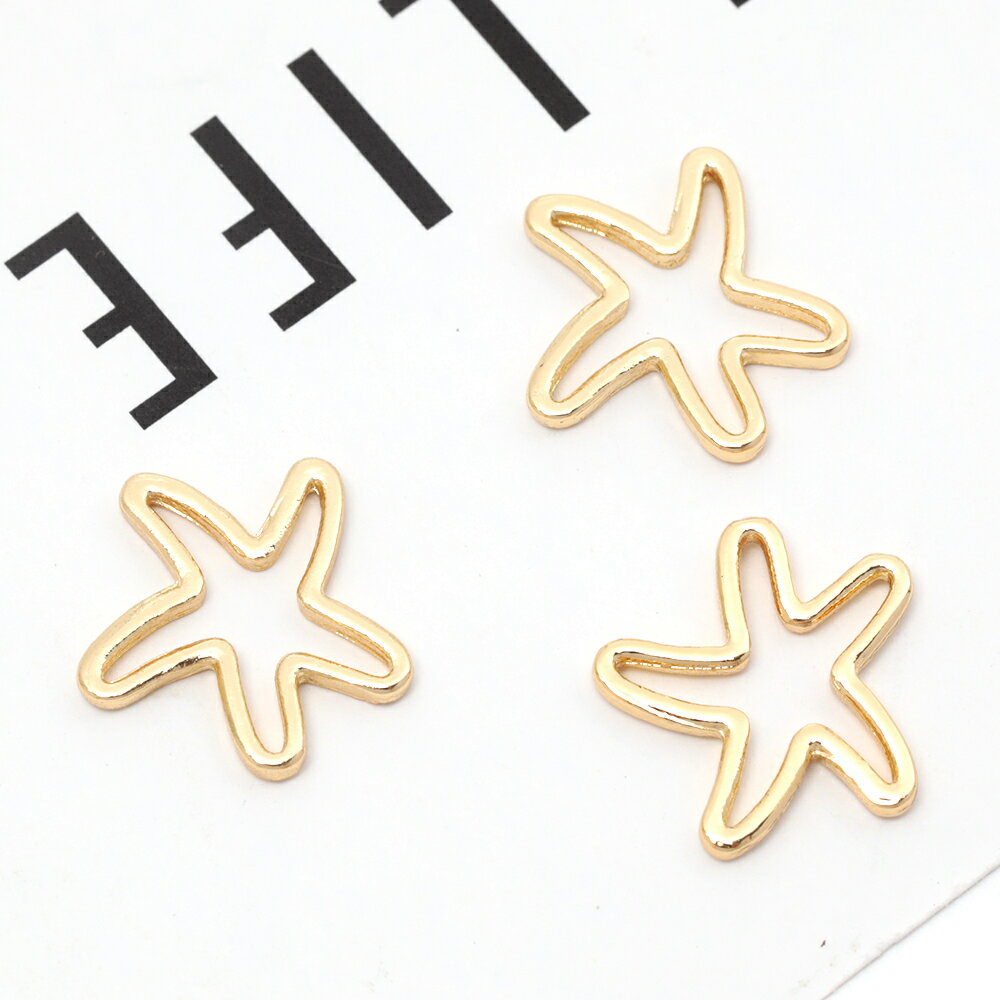 レジンフレームパーツ ヒトデモチーフ 海の生き物パーツ レジン枠 レジンチャーム マリンチャーム 約13×14mm（6ヶ）