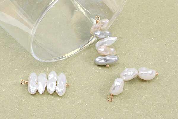 ワイヤーパールチャーム ゴールド