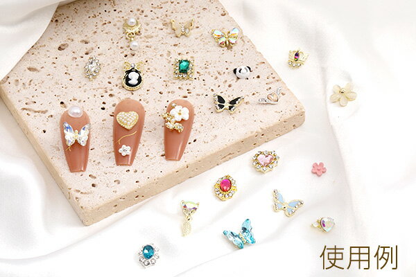 ネイルパーツ メタルネイルパーツ ラインストーンネイルパーツ ハート型 11×11mm ゴールド（4ヶ）