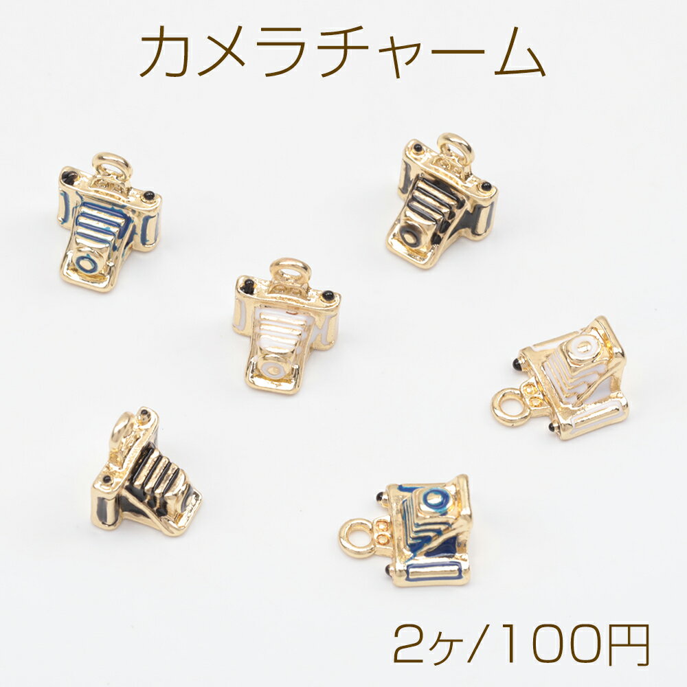 カメラチャーム レトロ 一眼レフ 写真 ミニチュア 立体 メタルチャーム 約8×9.5mm（2ヶ）