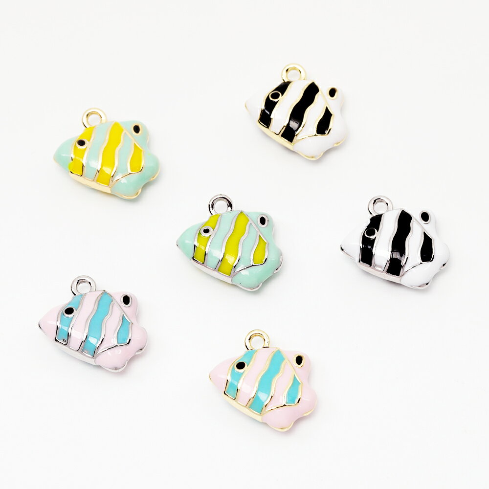 エポチャーム カラフル さかな 熱帯魚 海 マリンチャーム メタルチャーム 約15×16mm（2ヶ）