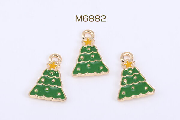 クリスマスチャーム クリスマスツリー エポ付き 1カン 12×16mm ゴールド【10ヶ】
