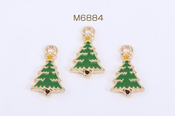 クリスマスチャーム クリスマスツリー エポ付き 1カン 10×17mm ゴールド【10ヶ】