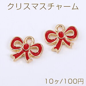 クリスマスチャーム リボン エポ付き 1カン 11×12mm ゴールド【10ヶ】 クリスマスチャーム リボン エポ付き 1カン 11×12mm ゴールド【10ヶ】