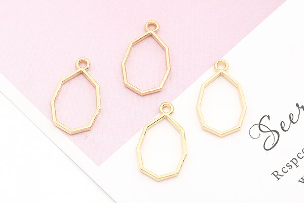 レジンフレームチャーム 不規則しずく型 14×23mm ゴールド（10ヶ）