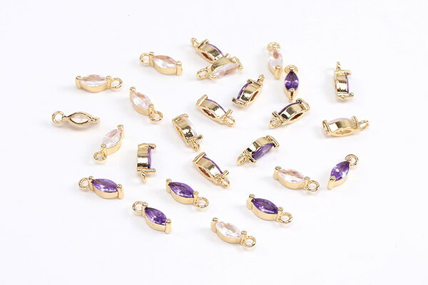 ジルコニアチャーム ホースアイ 3×9mm ゴールド（4ヶ）