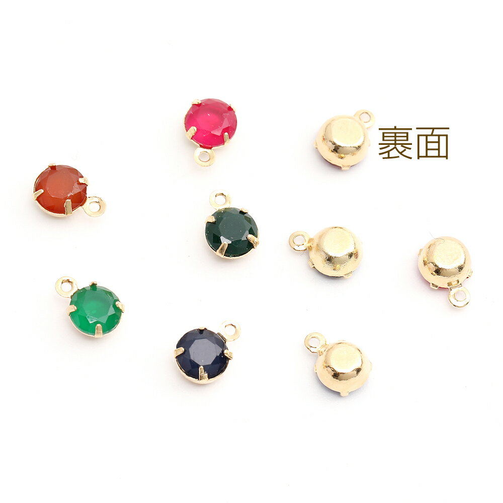 樹脂ストーンチャーム ラウンド 5×7mm ゴールド（10ヶ）