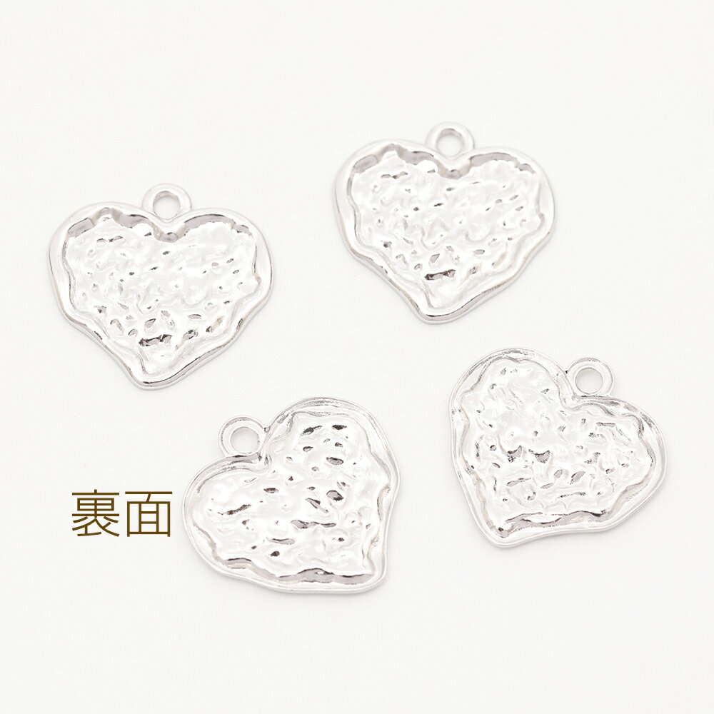 メタルチャーム ハート型 1カン ロジウム 18×18mm（6ヶ）