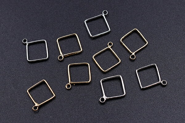 フレームチャーム 菱形 カン付き 12×14mm【10ヶ】