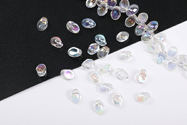 メッキガラスチャーム しずく型 横穴 6×8.5mm（20ヶ）